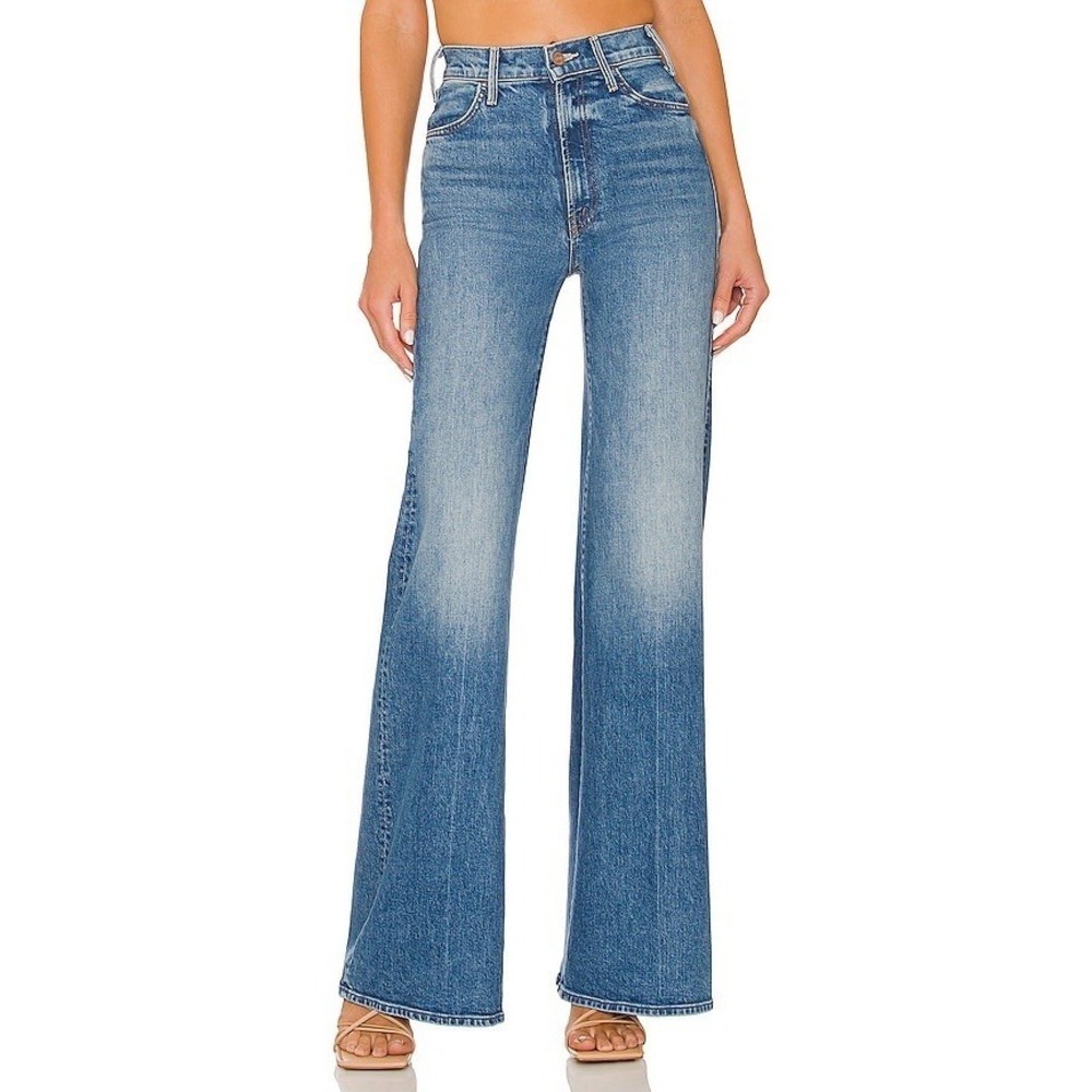 MOTHER The Hustler Roller Heel Baggy Wide Leg Tropic Like It's Hot Blue Jeans 31